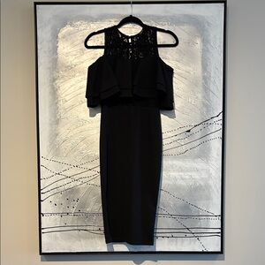 Tfnc London Cold Shoulder Midi Sheath Lola Dress Size S Black NWT